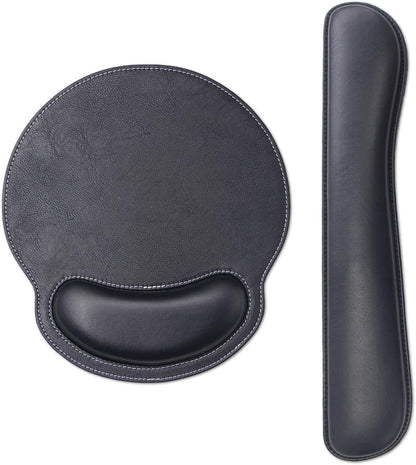 RICHEN Ergonomic PU Leather Keyboard Wrist Rest and Mouse Pad with Wrist Support, Memory Foam Set for Computer/Laptop,Gaming and Office, Comfortable for Easy Typing & Pain Relief (PU Brown)