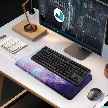 Computer Keyboard Stand Pad with Wrist Rest, Ergonomic Comfy Tilted Keyboard Stand Riser Holder Pad for Office Home (Black)