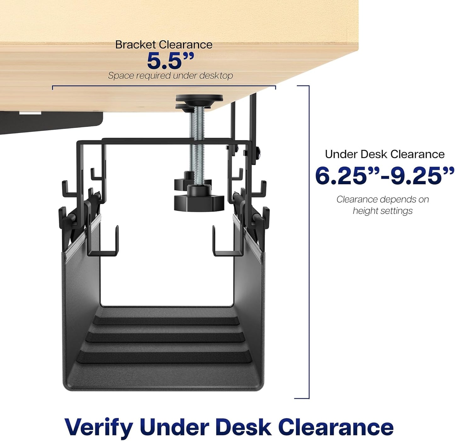 VIVO Clamp-on Under Desk 31 inch Fabric Cable Management Tray, Wire Concealer, Power Strip Storage, Workspace Organization, Easy Fold Down Access, Black, DESK-AC31F-C