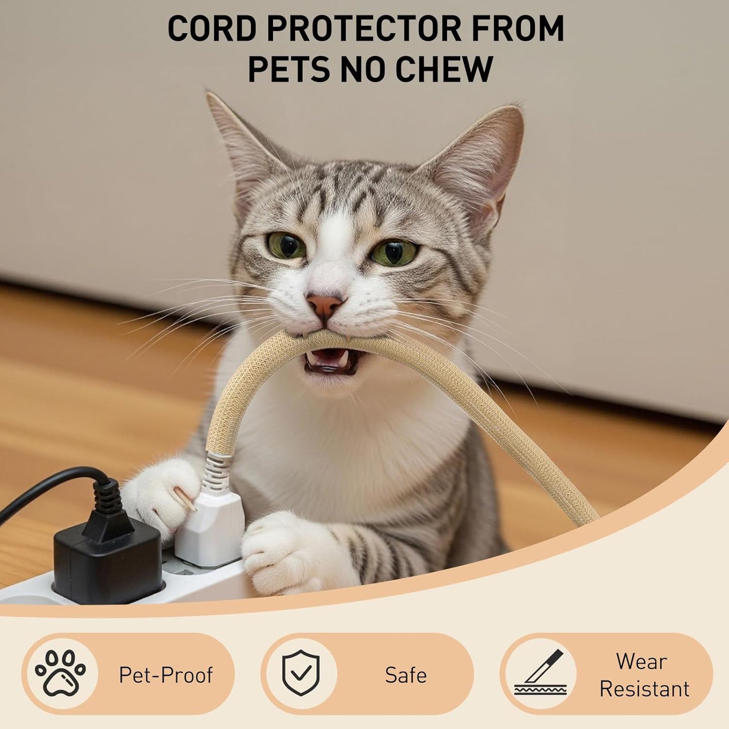 AGPTEK White Cable Sleeve, 2 Pack 5ft - 1.2 Inch Cable Management, Desk Cord Cover Organizer Wire Hider for Computer TV Wire Loom Tubing, Pet Proof Cord Protector from Cat Dog Chewing, White