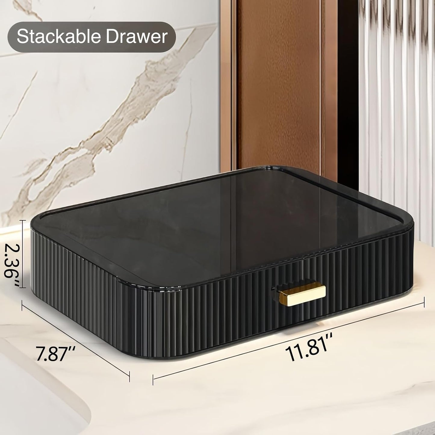 Stackable Cosmetics Organizer Drawers, Bathroom Vanity Makeup Organizers and Storage, Ideal for Desk and Dresser Countertops, Great for Palette, Skincare, Lipsticks, Nail Care. Green