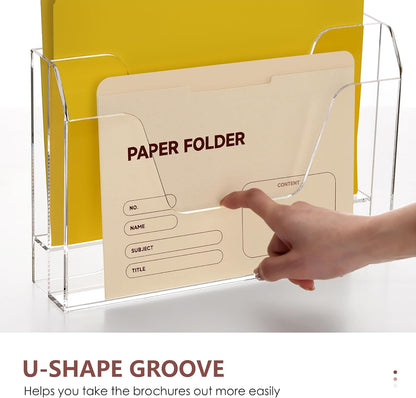 DINGHUO Acrylic Hanging Wall File Folder Organizer for Desk, Clear 3 Tier Document Paper Magazine Holder for Home, Office Organization, School - 1 Pack