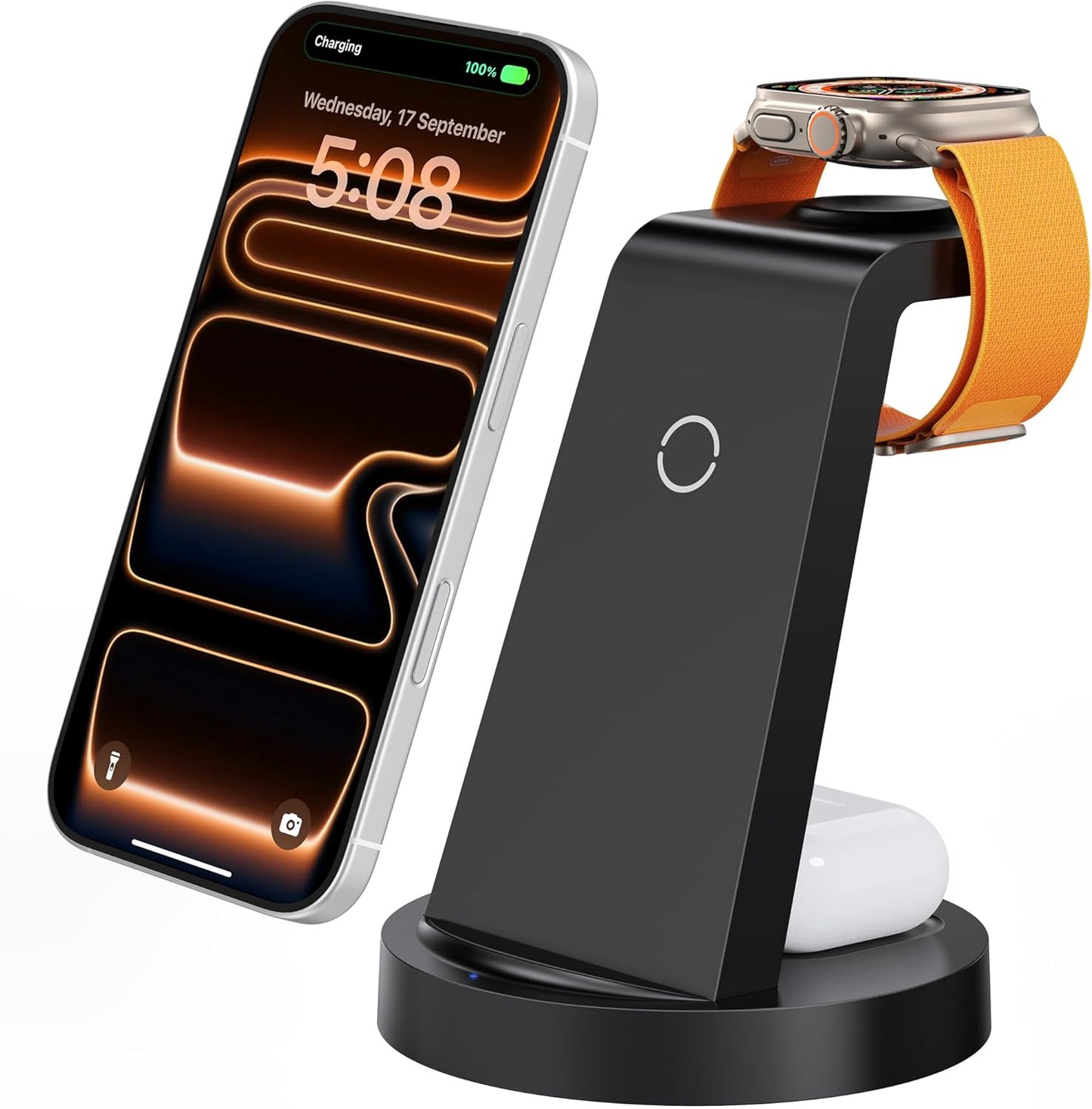 Anlmz 3 in 1 Charging Station for iPhone - Wireless Charger for Apple Products Multiple Devices - Charging Dock Stand for AirPods (for iPhone 17 16e 16 15 14 13 pro 12 11 X Max)
