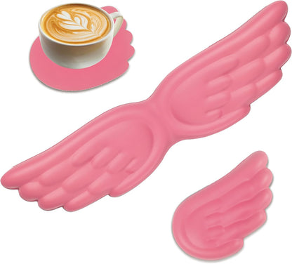 Angel Wing Wrist Rest,Cute Wrist Rest for Keyboard and Mouse,Hand Rests Set Include Ergonomic Keyboard & Mouse Hand Rest and Coaster,Filled Resilient Memory Foam,for Work,Study,Gaming (White)