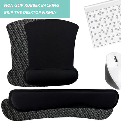 Keyboard Wrist Rest Pad Mouse Pad with Wrist Support Set of 3, Gaming Mousepad with Non-Slip Rubber Base, Ergonomic Memory Foam Mouse Cushion Support for Home Office Laptop Computer, Navy Blue