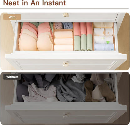 Criusia Drawer Organizer Clothes, 10 Pack Dresser Organizer for Baby Clothes, Underwear, Sock- Foldable Closet Organization and Storage Dividers Bins for Nursery, Bedroom (Beige)