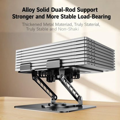 Selbst Laptop Stand for Desk with Quiet Cooling Fans - 360 Rotating Base Ergonomic Computer Stand, Aluminum Laptop Riser Foldable Protable for Office Home fits MacBook Air Pro, Dell, HP (10-17.3'')