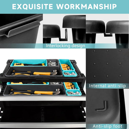 [60 PCS Upgraded] FLYVOLE Tool Box Organizer Tray, Toolbox Desk Drawer Organizer, Tool Box Tray, Toolbox Organization Storage for Rolling Tool Chest (60 PCS)