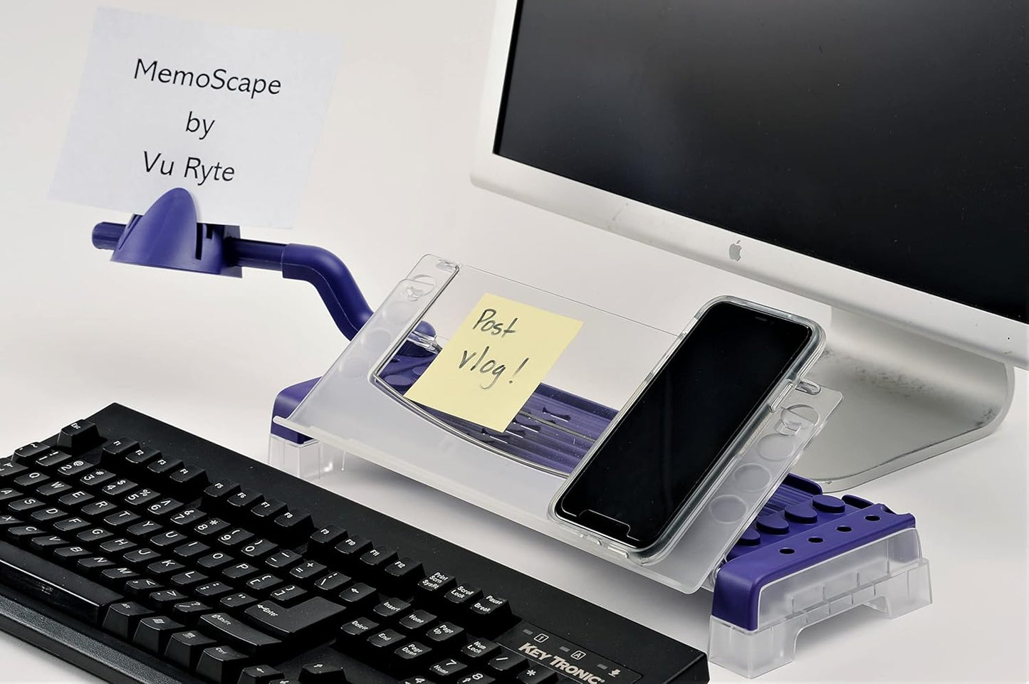 MemoScape Adjustable in-Line Document Holder for Typing | Reduces Neck Strain, Improves Focus, Boosts Desk Organization, and Workflow | Paper Holder Stand for Desk and Home Office - Black (VUR 2060)