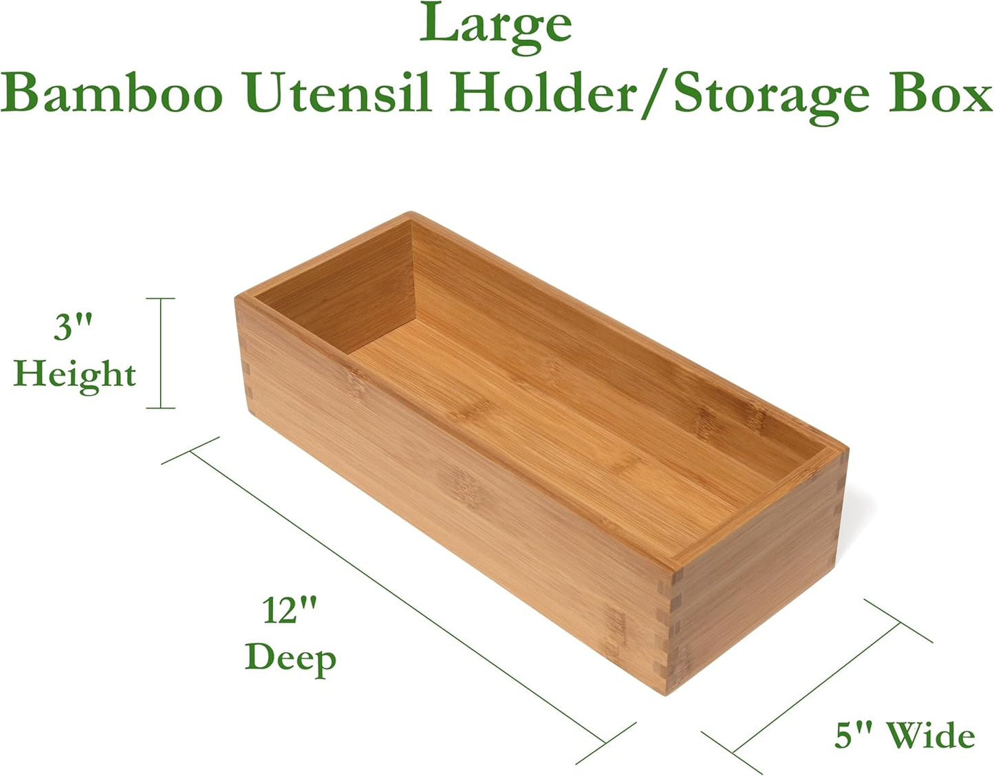 Lipper International Bamboo Wood Utensil Holder Storage Box for Cooking Tools, Makeup, or Office Supplies, 4" x 9 1/4" x 3"