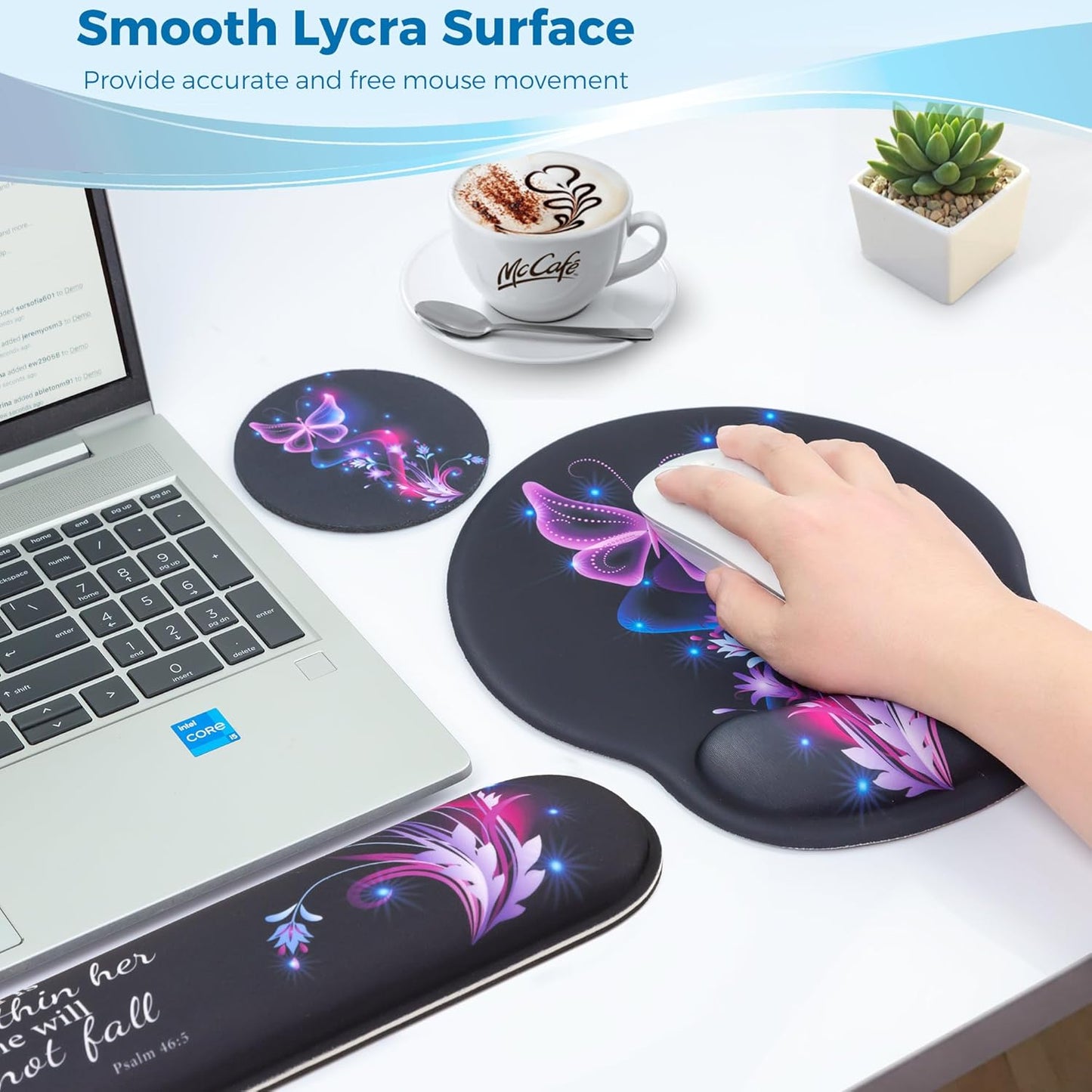 Mouse Pad and Keyboard Wrist Rest Support, with Non-Slip PU Base,Gel Mouse Pad with Coaster,Pain Relief for Gaming, Computer,Office -Beach