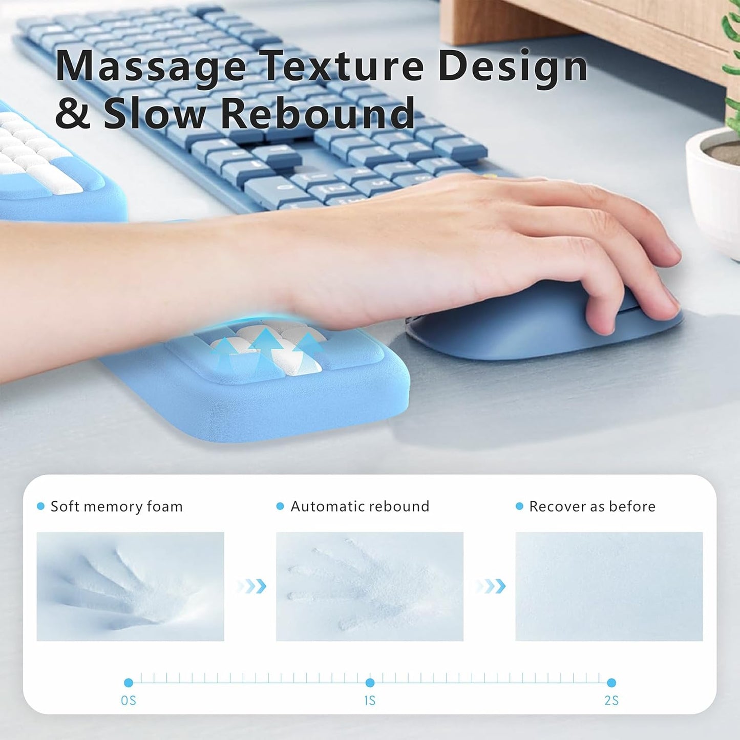 MEKASS Keyboard Wrist Rest, Ergonomic Wrist Pad, Soft Memory Foam Keyboard Hand Rest with Non-Slip Base, Easy Typing, Pain Relief, Comfort Support for Office Work Gaming Computer Accessories (Black)