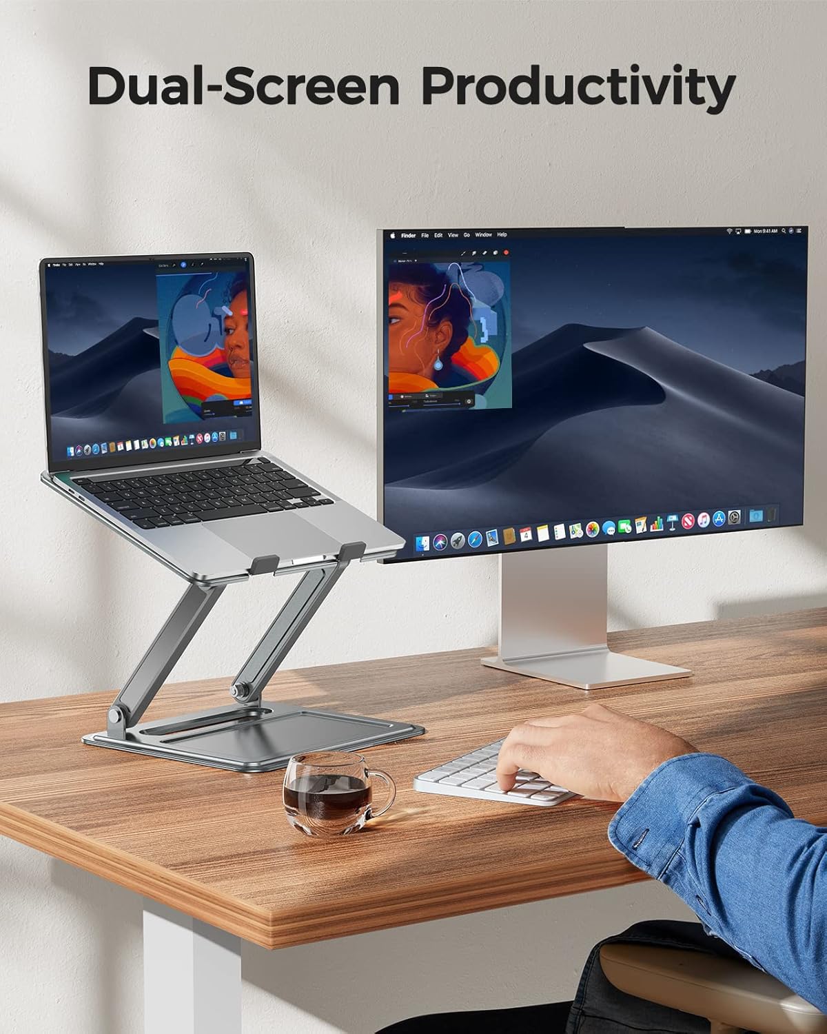 LORYERGO Adjustable Laptop Stand, Portable for 17.3inch Laptops, Holds Up to 17.6lbs, Ergonomic Posture & Heat Dissipation