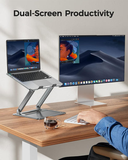 LORYERGO Adjustable Laptop Stand, Portable for 17.3inch Laptops, Holds Up to 17.6lbs, Ergonomic Posture & Heat Dissipation