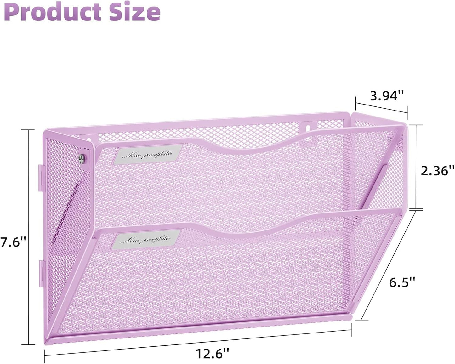 Marbrasse Wall File Holder 2-Tier Hanging Wall File Organizer, Mesh Mail Holder for Papers, Wall Mount File Clipboard & Magazine Organizer Great for Office Home (Black)