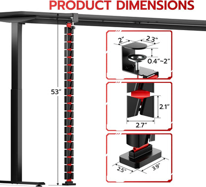 ARES WING Under Desk Cable Management Spine, Magnetic Vertebrae Cable Management for Standing Desk, Length Adjustable Cord Organizer with 20 Modular Vertebrae for Office and Gaming Desks, Red