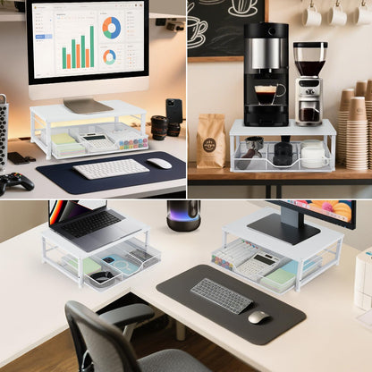 Small Laptop Stand for Desk, Monitor Stand Riser, Office Desk Accessories, Computer Desktop Stand with Drawer for Home, Office, School (Mint Green)