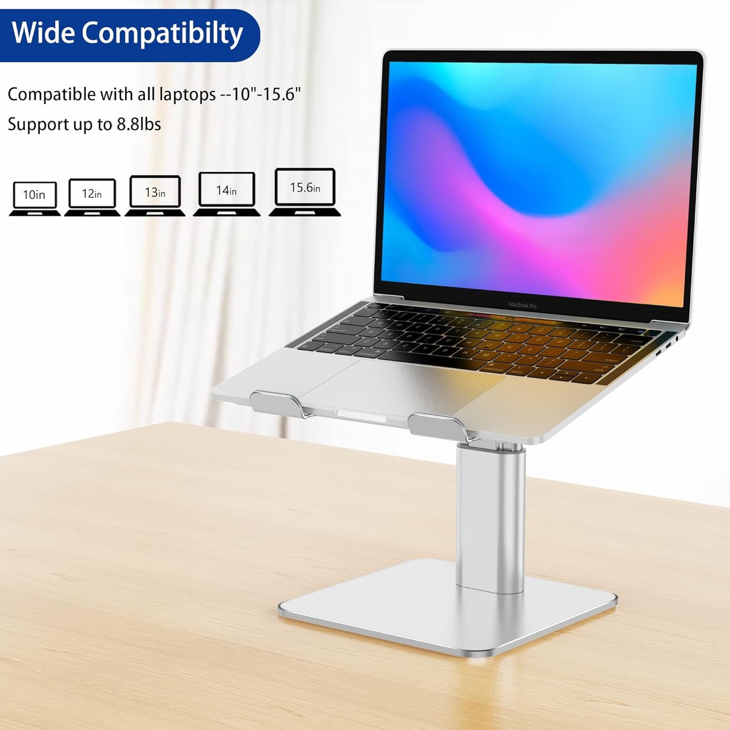 BESIGN LSX6 Computer Holder Stand, Ergonomic Adjustable Notebook Riser for Standing Work, Compatible with Air, Pro, Dell, HP, Lenovo More 10-14" Laptops, Black