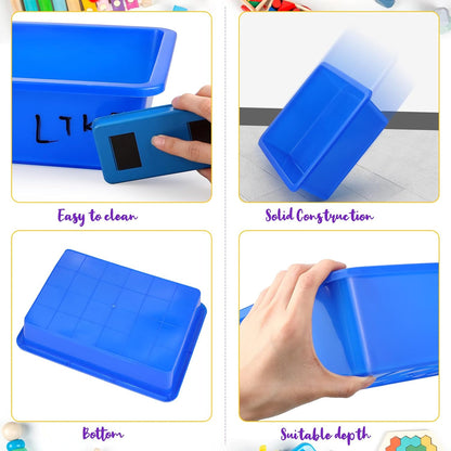 Hoteam 10 Pcs Flat Storage Organizer Tray Bin Paper Tray for Classroom Plastic Stackable File Organizer for School Office Teacher Book Organization(Clear,13.78 x 9.84 x 3.15 Inch)