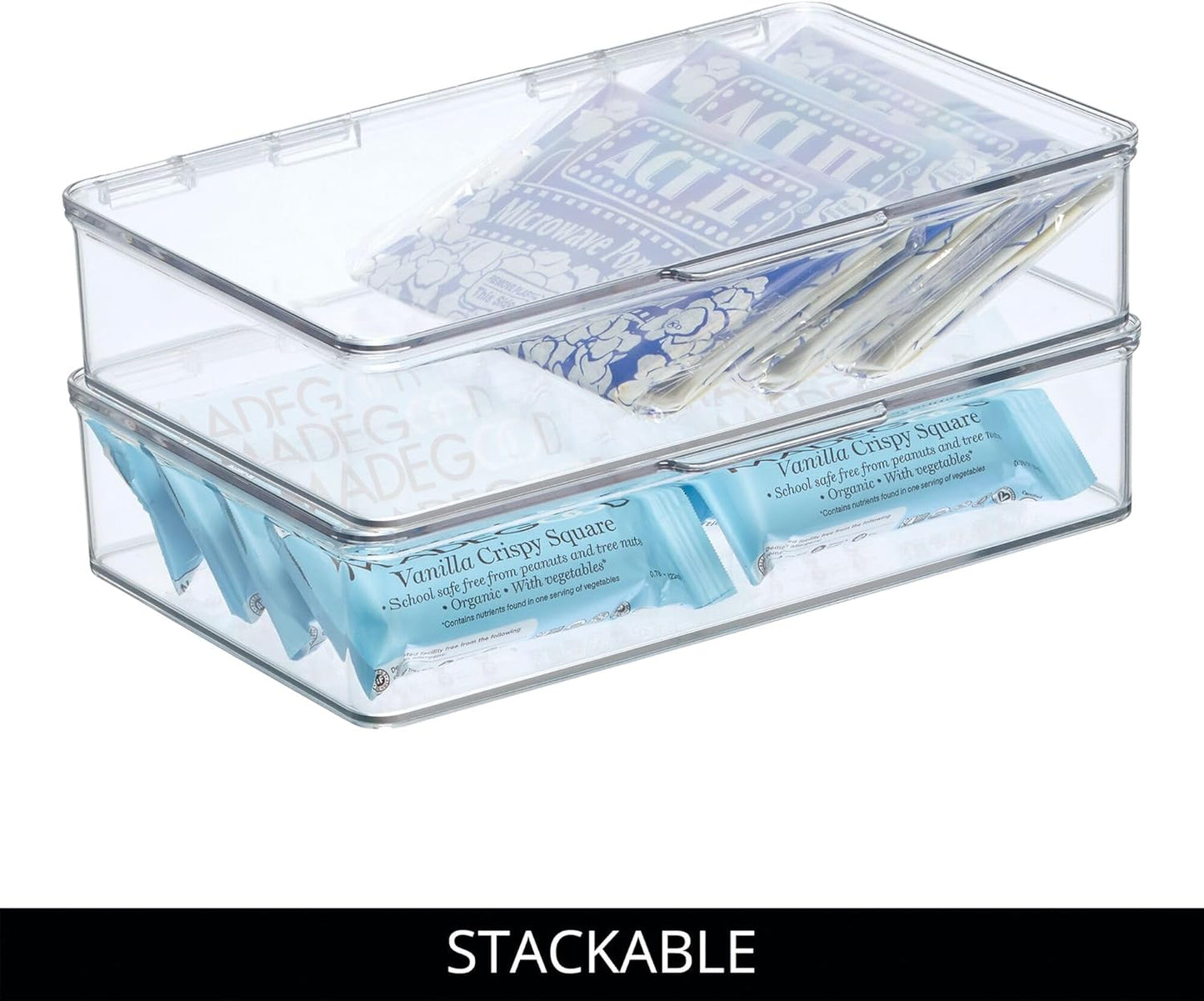 iDesign Kitchen Binz BPA-Free Plastic Stackable Organizer Box with Lid - 7.26" x 10.75" x 2.37", Clear
