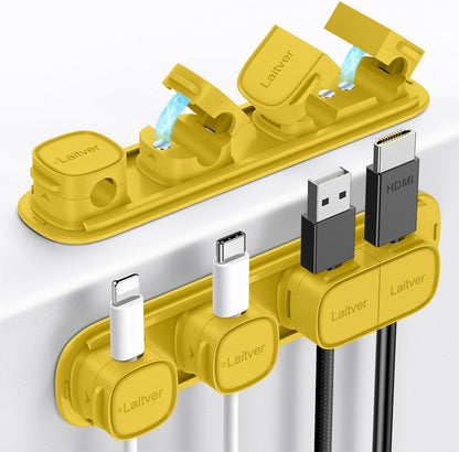 6 Pack Magnetic Cable Clips [1s Open/Lock], Laitver Cord Organizer Holder Strong Adhesive Desk Cable Management- Organize Charging Cords Neatly for Home, Office, Car,Desk, Nightstand