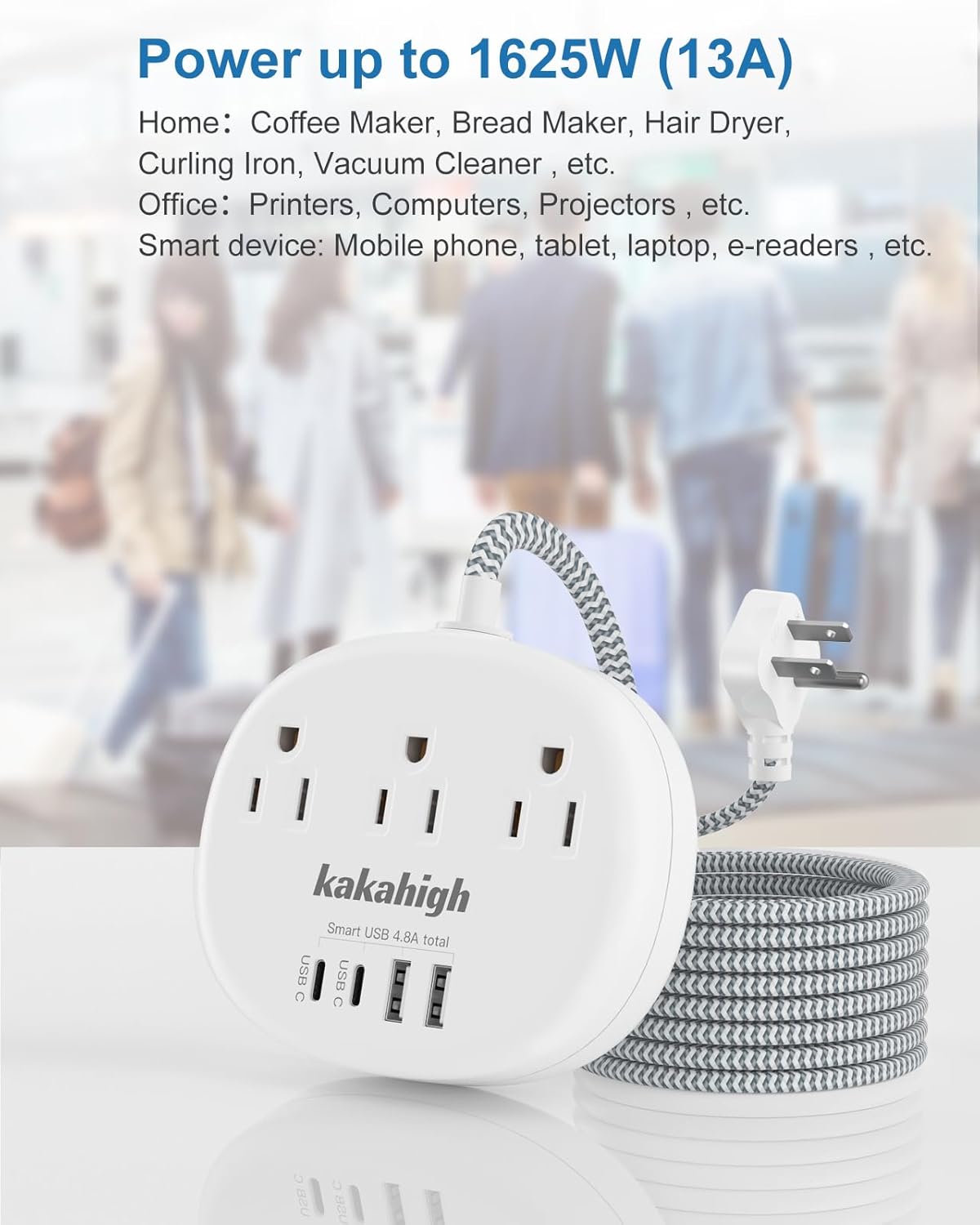 Pink Extension Cord with Surge Protected 1080J - 5 FT Kawaii Power Strip, 1625W Cute Extension Cord with 3 AC Outlet 4 USB (24W/4.8A), Compact for Cute Pink Kawaii Desk Home Essentials