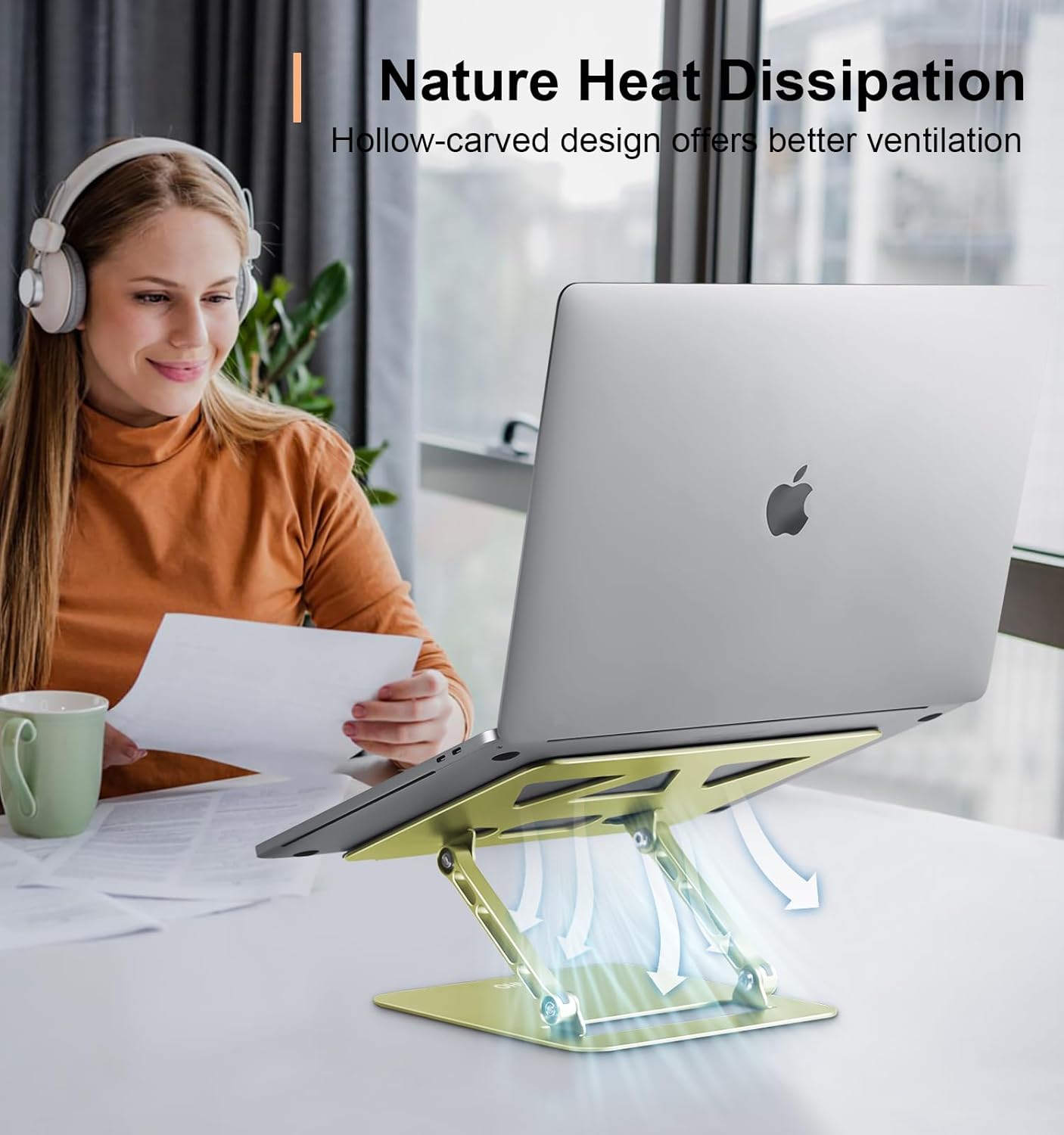 Aoviho Adjustable Laptop Stand for Desk,Portable Laptop Stand Holder and Riser,Foldable Aluminum Notebook Computer Stands for MacBook Air Pro HP Lenovo Dell Samsung Chromebook, 10-15.6 inch, Purple