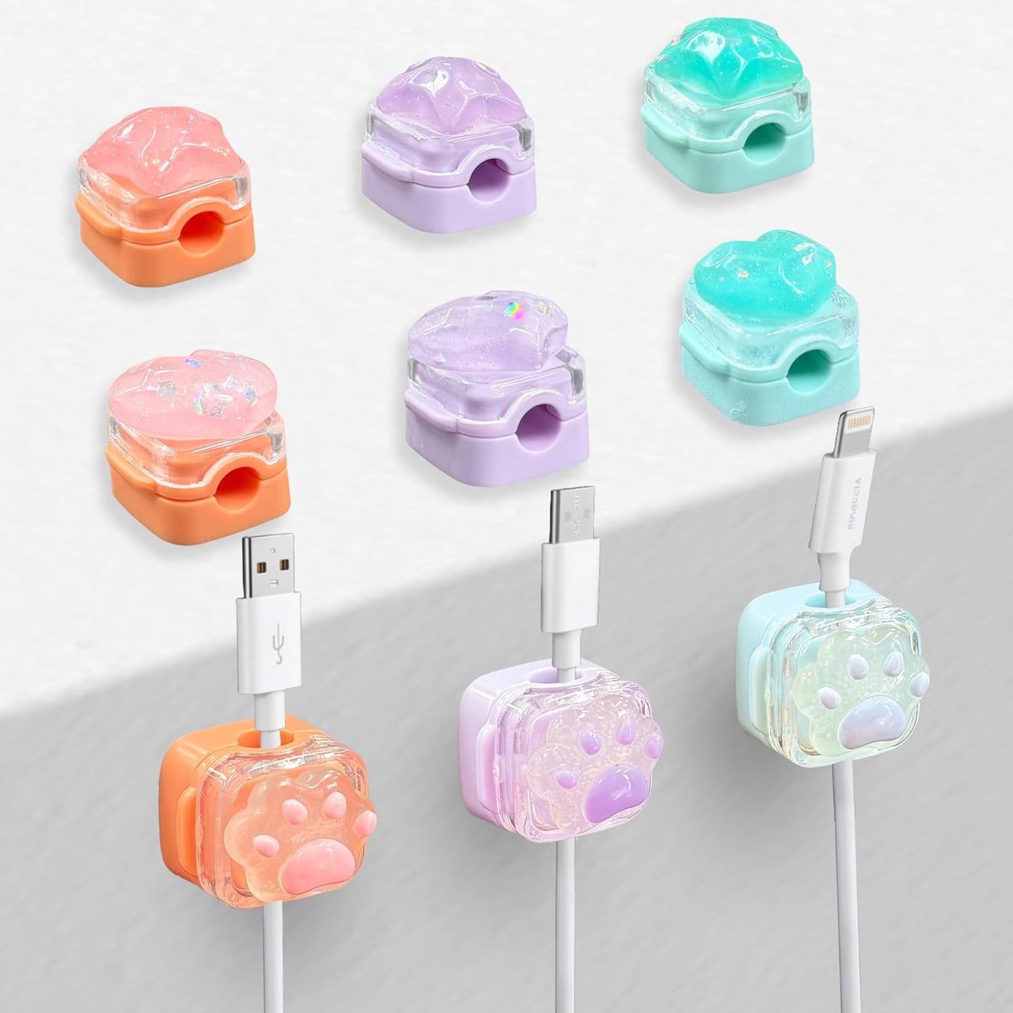 9Pack Magnetic Cable Clips for Nightstand, Adhesive Night-Glowing Cord Holder Organizer for Office Home Desk Wall Car (Star Cat Strawberry)