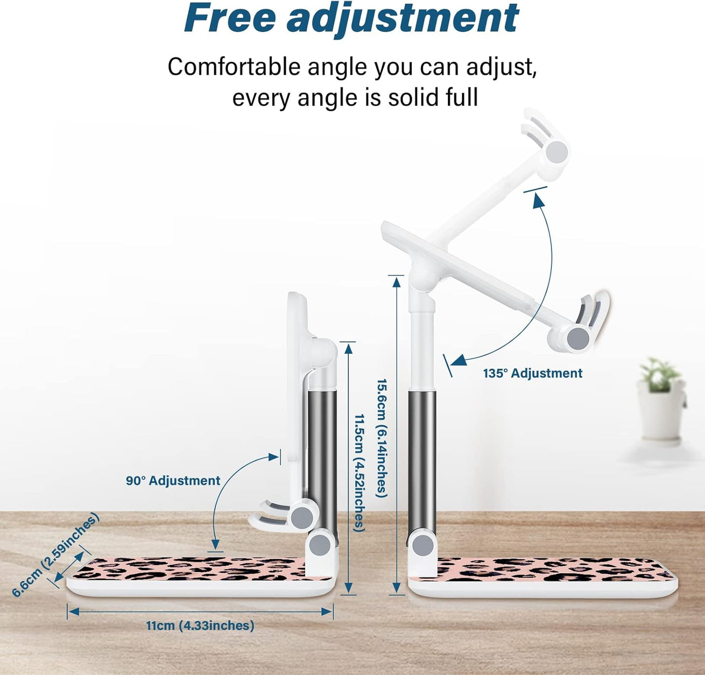 Desk Cell Phone Stand - Adjustable Angle-iPad Holder, Universal Compatible Phone Holder for Desk