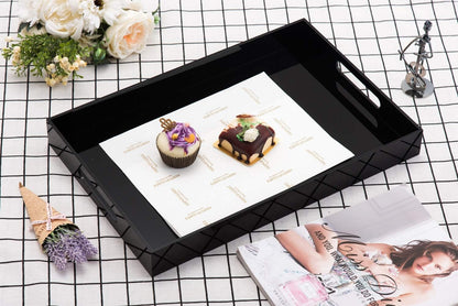KEVLANG Clear Sturdy Acrylic Serving Tray with Handles-12x16Inch-Serving Coffee,Appetizer,Breakfast,Butler-Kitchen Countertop -Makeup Drawer Organizer-Vanity Table -Ottoman