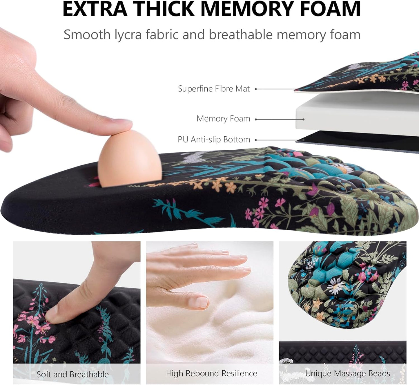 Mouse Pad Wrist Support, Laokiiy 2 in1 Keyboard Wrist Rest+ Ergonomic Mouse Pad, Non-Slip Wrist Rest for Computer Keyboard, Made Easy Typing & Relieve Wrist Pain（Banana Leaf Green）