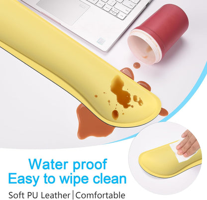 Dapesuom Keyboard Wrist Rest Set, Cute PU Leather Wrist Cushion for Computer Keyboard and Mousepad, Memory Foam Mouse Pad Rests Support with Non-Slip Base for Typing Pain Relief Laptop, Colonial White