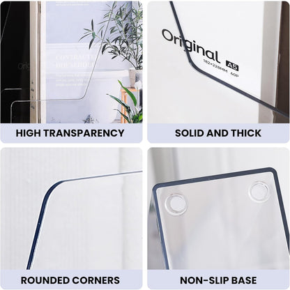 Vertical Magazine File Holder, Clear File Organizer Desk Organizer and Storage Bins Holding for Magazines, Binders, Notebooks, Envelopes, Plastic Office Organization and Storage for Desk, 4 pack