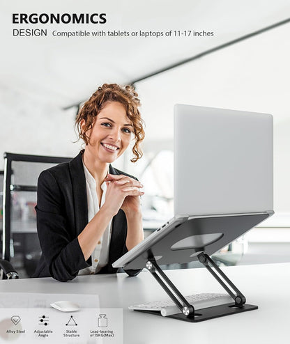 BoYata Laptop Stand, Adjustable Multi-Angle Laptop Holder, Compatible for Laptops up to 17 inches, Sturdy Aluminum & Silicone, Silver