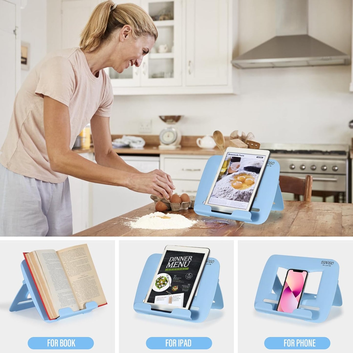 Portable Book Stand Book Holder Book Rest for Kids Reading Hands Free Cookbook Holder Textbook Stands Music Stand Lightweight Waterproof Book Stand Gifts School Supplies (Purple 11.82" *8.26")