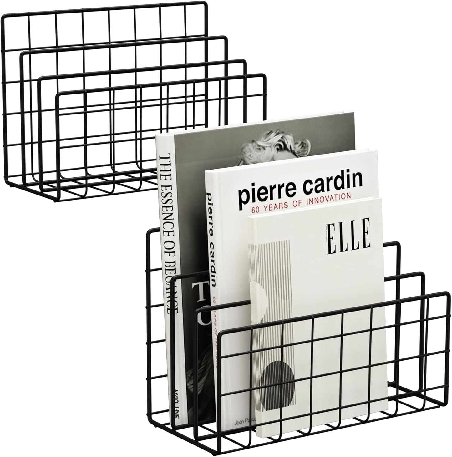 3-Slot Metal Mesh Desk Mail Organizer, Letter Sorter File Holder for Office & Home, 2PCS (Black)