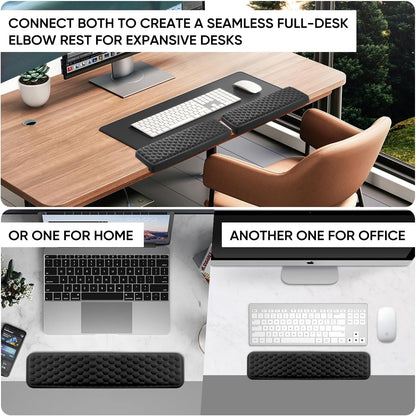 JIKIOU L-Shaped Desk Elbow Pad for Desk, Memory Foam Elbow Support Padding with Non-Slip, 2 Pack Ergonomic Desk Edge Cushion, Wrist Comfort Support for Office Home Black