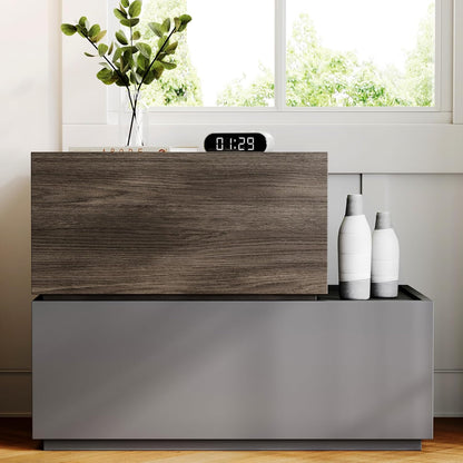Svimi Modular Stackable Drawers, Modern Nightstand Modular Storage Bins - Storage Cabinet, Bedside Table, Sofa End Table for Living Room Hallway Entryway Grey Small Set 1