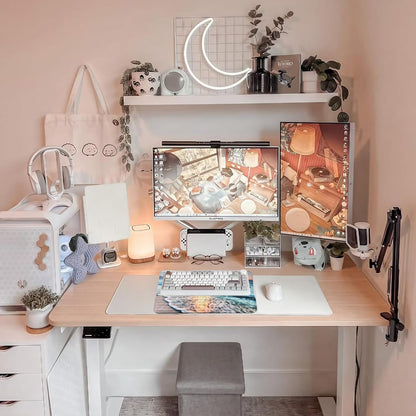 Computer Keyboard Stand Pad with Wrist Rest Purple Blue Cloud Keyboard Pad Support with Comfortable Galaxy Stars Wrist Pad Cute Girl Ergonomic Tilted Keyboard Riser Holder for Desktop Office Home