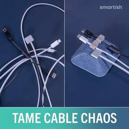 Smartish® Magnetic Cord Holder - Cable Wrangler Organizer with Magnet Clips for Charger Management on Desktop, Nightstand for USB-C + Lightning - Lightly Toasted Beige