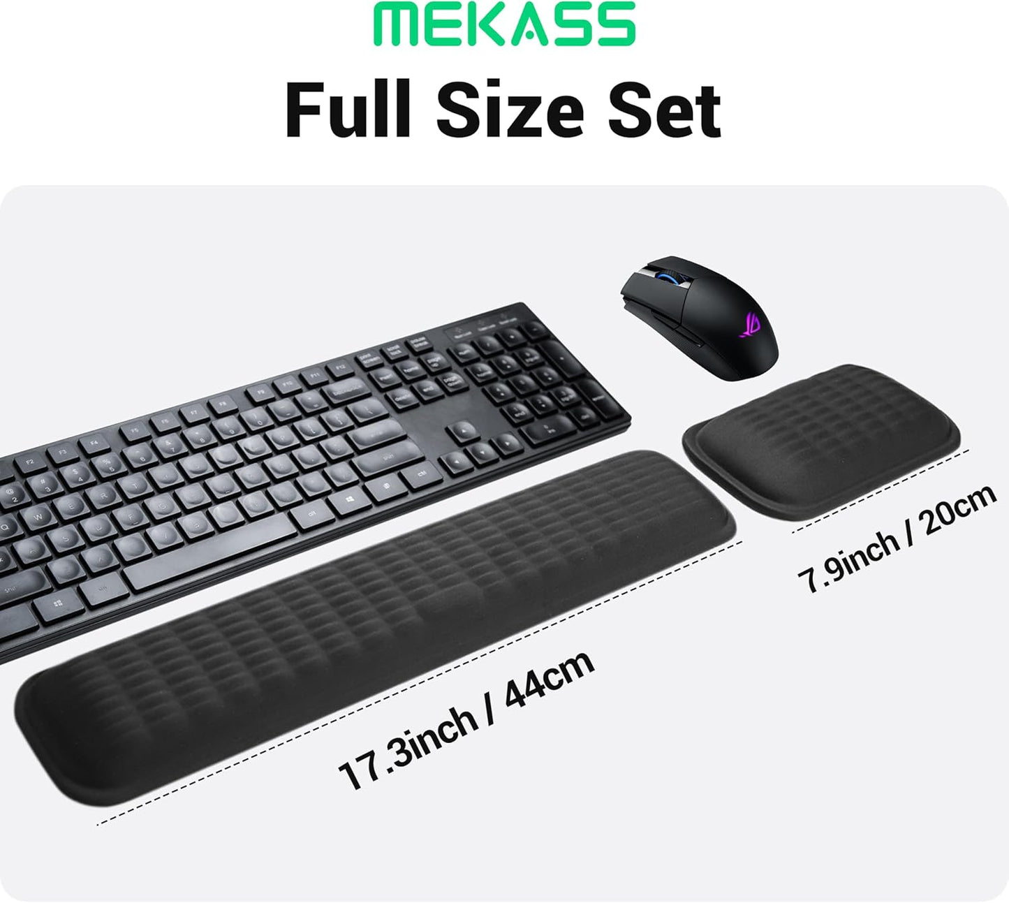 MEKASS Keyboard Wrist Rest, Soft Memory Foam Wrist Support for Keyboard, Keyboard Hand Rest Pad for Wrist Pain Relief, Keyboard Wrist Guard for Long Hours of Work, Gaming, Studying（Classic Black）