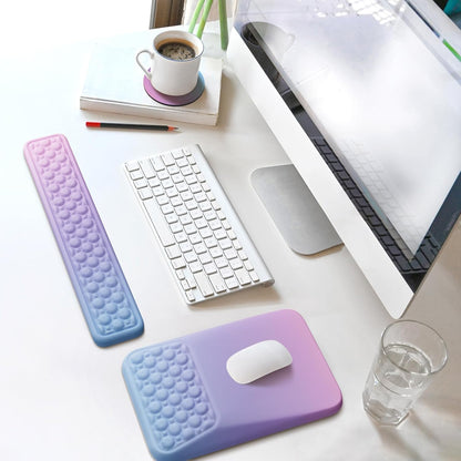 Ospelelf Mouse Pad with Wrist Rest and Keyboard Wrist Rest, Ergonomic Wrist Rest for Computer, Office, Gaming, Pink
