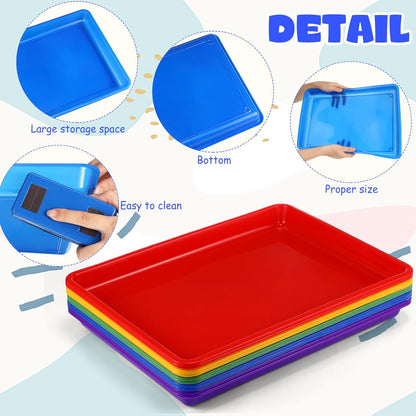 Hoteam 10 Pcs Flat Storage Organizer Tray Bin Paper Tray for Classroom Plastic Stackable File Organizer for School Office Teacher Book Organization(Clear,13.78 x 9.84 x 3.15 Inch)