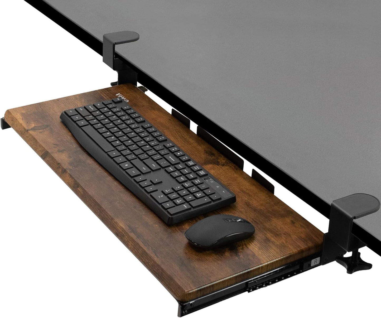 VIVO Large Clamp-on Computer Keyboard and Mouse Under Desk Slider Tray, 27 x 11 inch Pull Out Platform Drawer, White, MOUNT-KB05W