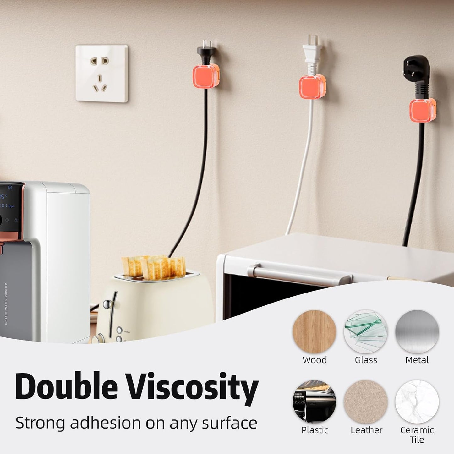 Magnetic Cable Clips Cord Organizer Holder, 6 Pack Adhesive Wire Holder Keeper Organizer USB Charging Cable Storage Holder for Home Office Phone Car Wall Desktop Nightstand Kitchen (Black)