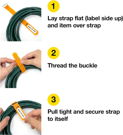 Wrap-It Storage Cinch-Straps, 5" 20 Pack (Red), Features Metal Buckle and Write on Label for Easy Cord Identification and Cable Management, Reusable Multi-Purpose Securing Cinch Straps