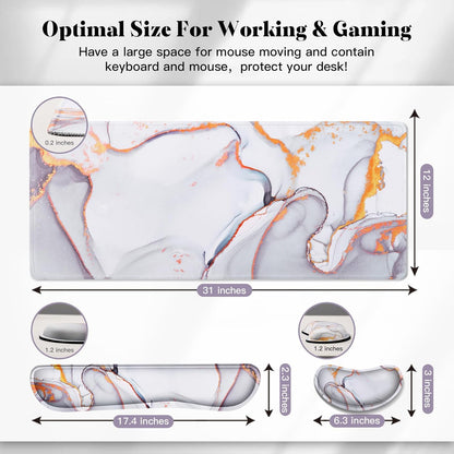 Gimars Upgrade Enlarge Silky and Superfine Fabric Gel Memory Foam Keyboard Wrist Rest Set, Ergonomic Keyboard Mouse Wrist Support for Typing Pain Relief, Comfort for Office, Gaming, Computer