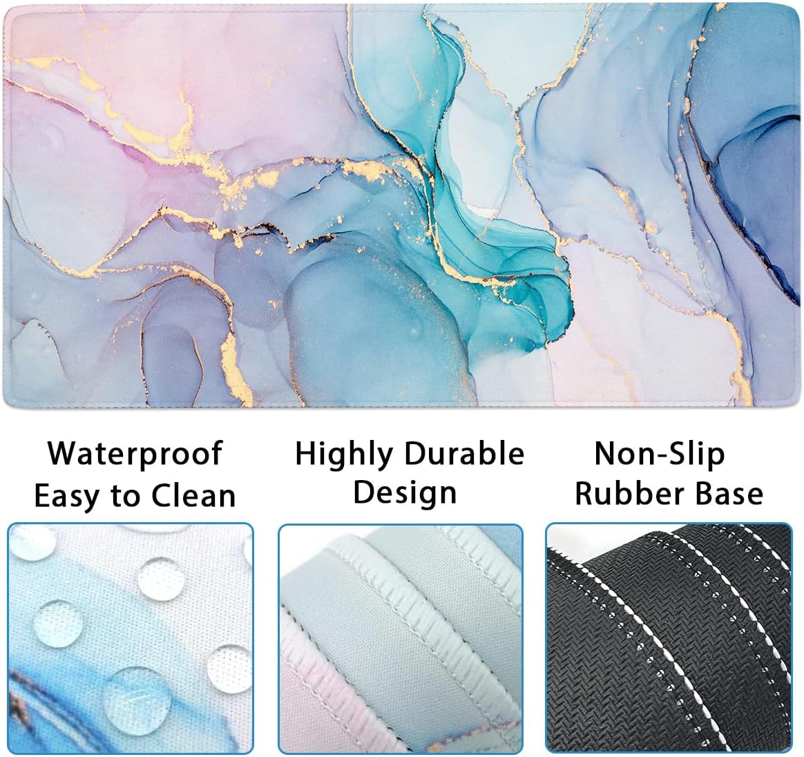 Memory Foam Ergonomic Keyboard Wrist Rest Pad and Mouse Wrist Rest Support Mouse Pad Set for Office Gaming Easy Typing-Pink Fluid