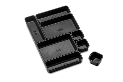 madesmart 8 Piece Interlocking Bin Pack, Customizable Drawer & Desk Organizer Set for Office, Kitchen, Bathroom & Tools, Durable Modular Storage Bins with Non-Slip Feet, Carbon