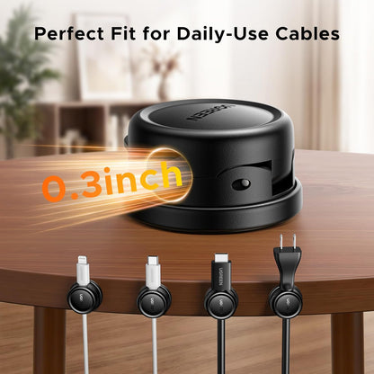 UGREEN Magnetic Cable Management Clips, 360° Rotation Desk Cord Organizer 1s Fast Locking, Strong Adhesive Cable Holder Fits Cables Wires for Workspace, Nightstand, Home Office,Car